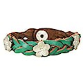 Rustic Garden Green Leather Flower Bracelet