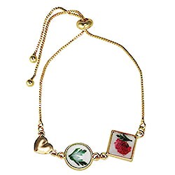 Floral Favorites Green Red Dried Flower Pull Bracelet