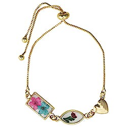 Floral Favorites Pink Blue Dried Flower Pull Bracelet