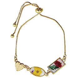 Floral Favorites Yellow Red Dried Flower Pull Bracelet