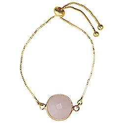 Simple Stone Rose Quartz Gold Pull Bracelet