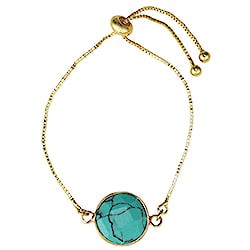 Simple Stone Turquoise Gold Pull Bracelet