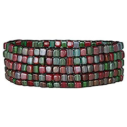 Rustic Reds Square Glass Bead Mosaic Stretch Bracelet