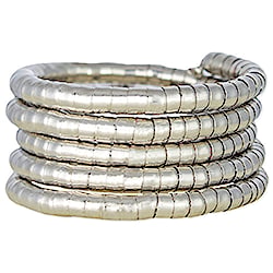 Segment Wrap Silver Bead Coil Wrap Bracelet