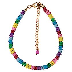 Multicolor Rainbow Wood Bead Anklet