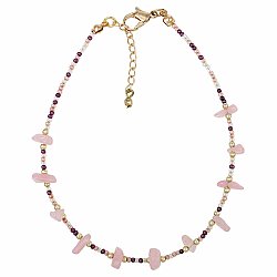 Pale Pink Stone Chip Seed Bead Anklet