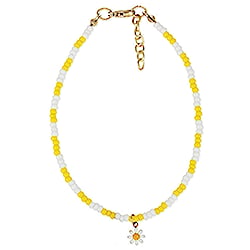 Bright Days Yellow White Bead Daisy Charm Anklet