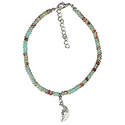 Blue Jasper Silver Moon Charm Anklet
