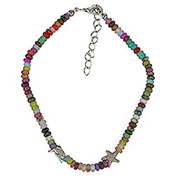 Multicolor Stone Bead Starfish Dolphin Charm Anklet