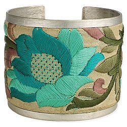 Turquoise Flower Embroidered Elegance Cuff Bracelet