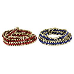 Gold Chain & Color Ribbon Wrap Bracelet
