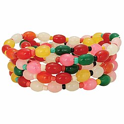 Jelly Bean Bowl Glass Bead Bracelet Set