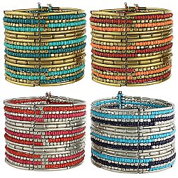 Metal Alternating Stripes Bead Bracelet