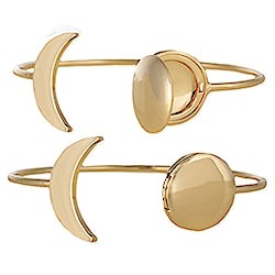 Treasured Memories Gold Moon Locket Cuff Bracelet