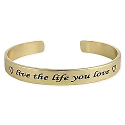 Gold 'Live the Life…' Inspirational Cuff Bracelet