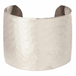 Bold Basic Silver Hammered Cuff Bracelet