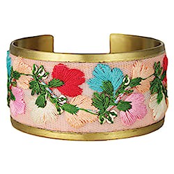 Pastel Posey Embroidered Flower Cuff Bracelet