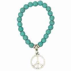 Boho Peace Turquoise Bead Stretch Bracelet