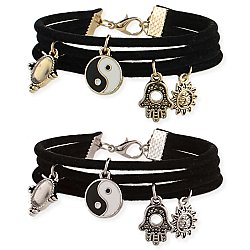 Black Suede & Charms Bracelet