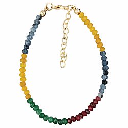Jade Facet Stone Bead Multicolor Bracelet