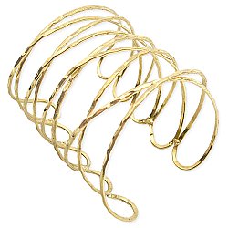 Wide Gold Hammered Overlapping Wire Cuff