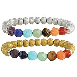 Gem Stone Sampler Glitter Bead Chakra Stretch Bracelet