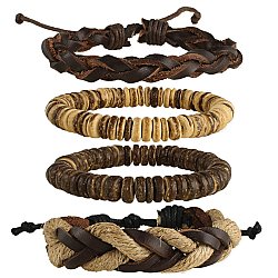 Driftwood Beach Wood & Cord Men's Bracelet Set of 4