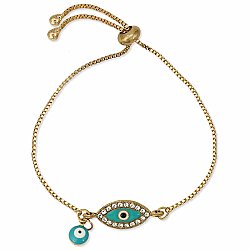 Exotic Eye Crystal Gold Charm Pull Bracelet