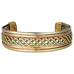 Gold Silver Copper Braided Cuff Bracelet