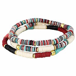 Summer Stripes Heishi Stretch Bracelet Set