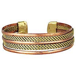 Gold Copper Herringbone Cuff Bracelet