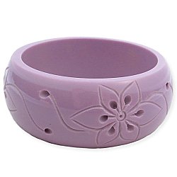 Purple Flat Etched Floral Resin Bangle