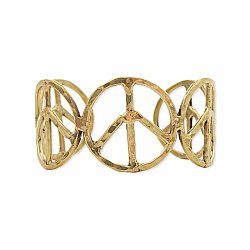 Gold Hammered Peace Cuff Bracelet