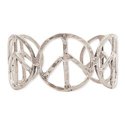 Silver Hammered Peace Sign Cuff Bracelet