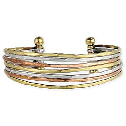Mixed Metal Hammered Cuff Bracelet