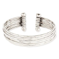 Hammered Silver 7 Line Cuff Bracelet