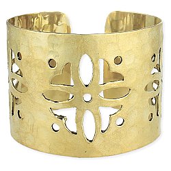 Gold Hammered Floral Cutout Cuff