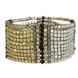 Gold & Silver Bead Stretch Bracelet