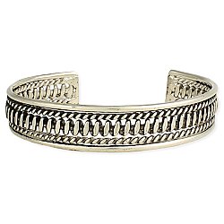 Silver Textured Thin Cuff Bracelet