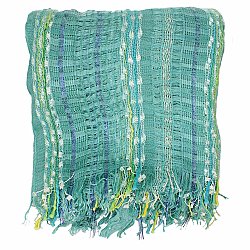 Mixed Thread Turquoise Woven Fringe Scarf
