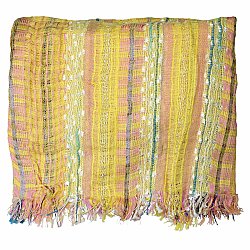 Mixed Thread Yellow Woven Fringe Scarf