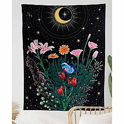 Nighttime Bouquet Flower Moon Tapestry