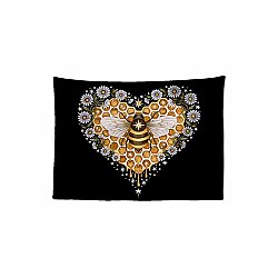 Sweet Spring Heart Bee Floral Tapestry
