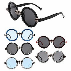 Round Crystal and Skull Sunglasses