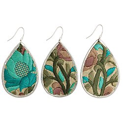 Turquoise Floral Embroidered Teardrop Earring