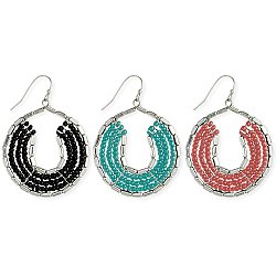 Silver Beaded Round Earring