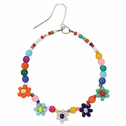 Rainbow Daisy Chain Round Bead Earrings