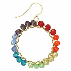 Shimmering Rainbow Bead Round Earrings