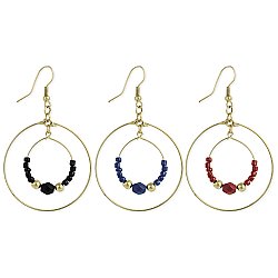 Gold Wire & Bead Round Earring
