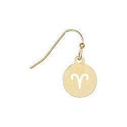 Gold Round Aries Zodiac Earrings